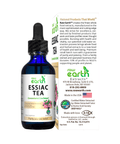 Essiac Tea Extract 2oz by Raw Earth with natural product details, fulvic minerals, and a commitment to high-quality, eco-friendly health solutions.