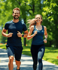 Fit couple jogging outdoors, representing active lifestyle and weight management supported by Weight-loss Accelerator Extract.