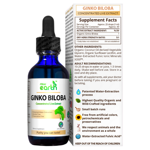 Raw Earth Ginko Biloba Extract 2oz - Optimally Organic